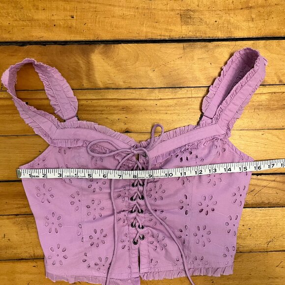 Urban Outfitters Lavender Layla Eyelet Corset Crop Top, Size Small - Picture 14 of 15